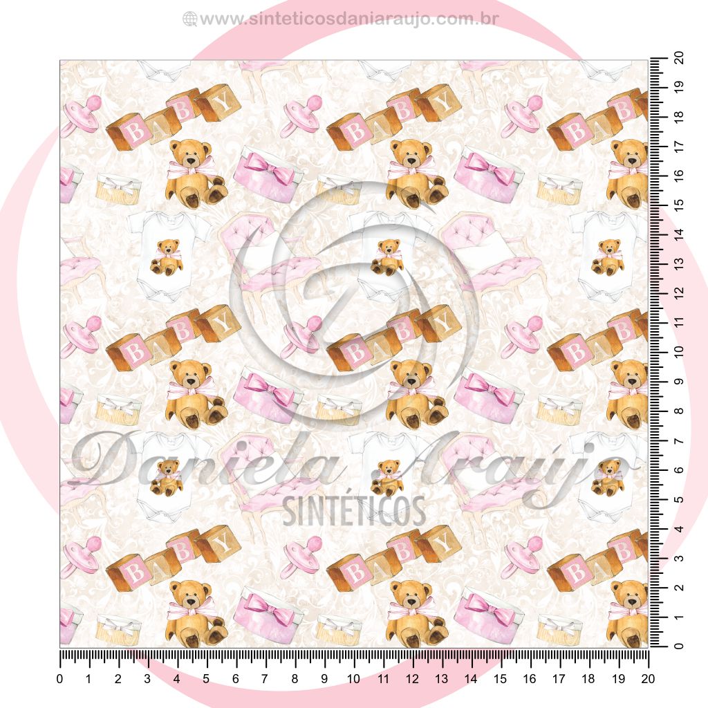 URSO BABY ROSA - 58042- 1 TEDDY LUXO ROSA - 58042- 1 - Imagem 1